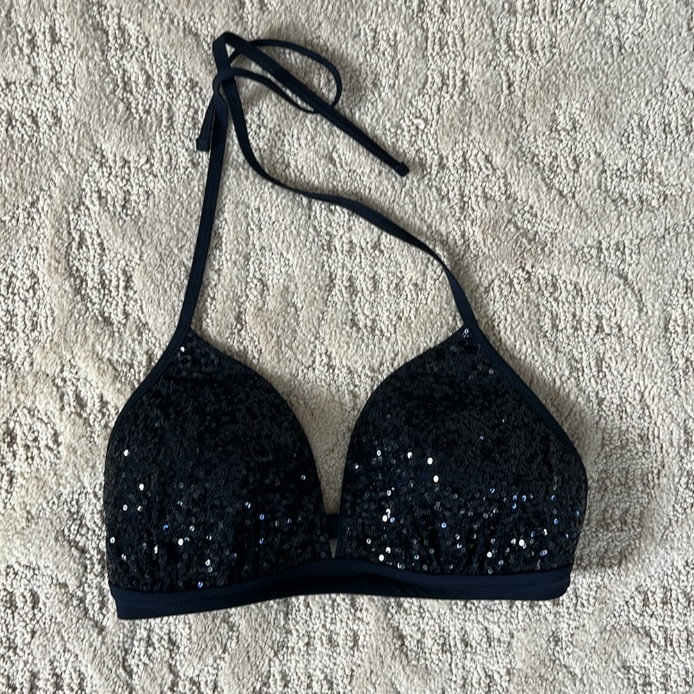 Gottex Black Sequined Bikini Top Size 8
